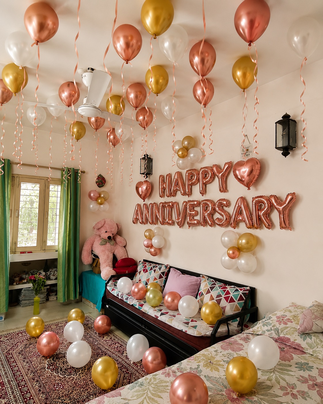 Rose-Gold Ceiling Balloon Room Surprise