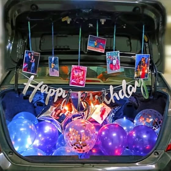 Purple & Blue LED Balloon Photo String Car Boot Decoration