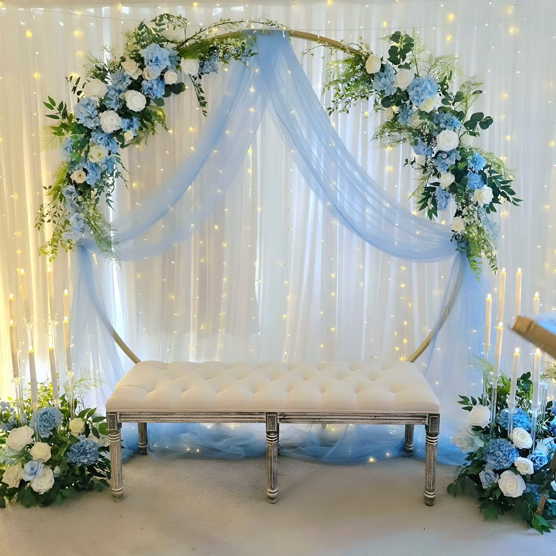 Powder Blue Ring Arch Engagement Decor