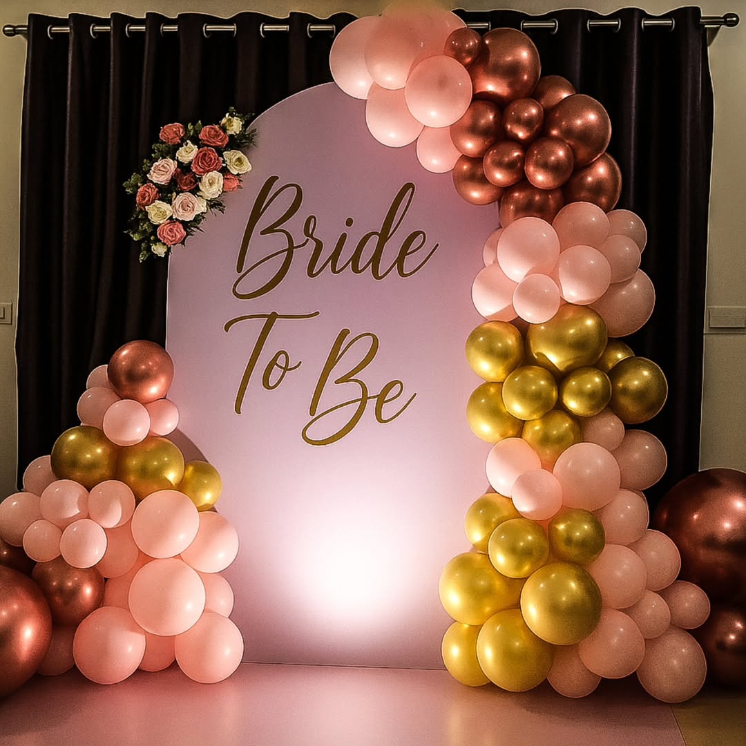 Blush & Gold 'Bride To Be' Rose Arch