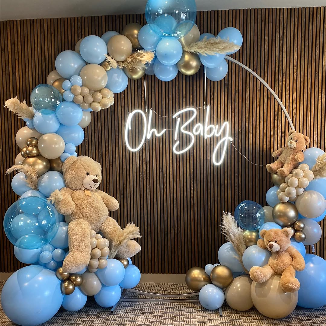 Oh Baby Blue Neon Ring with Teddy Bears