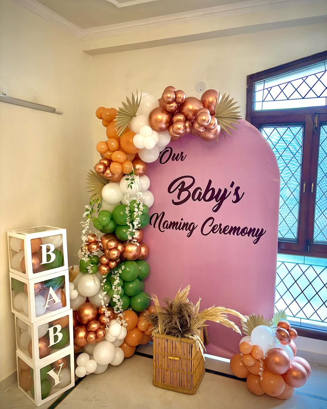 Boho Naming Ceremony Pink Arch