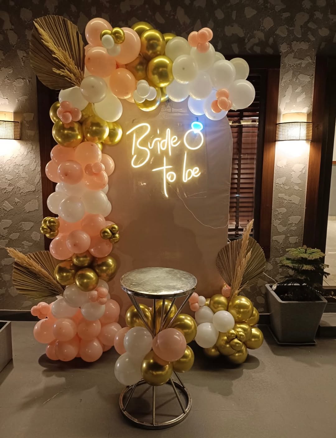 Peach & Gold Boho 'Bride To Be' Neon Arch