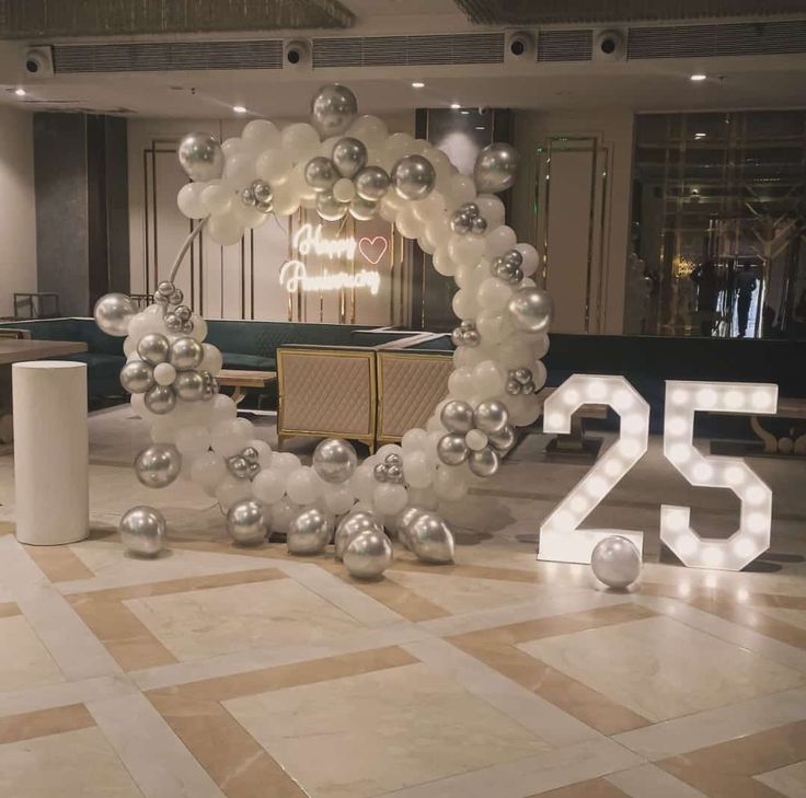 White & Silver Chrome Ring with Marquee 25 (Hotel)