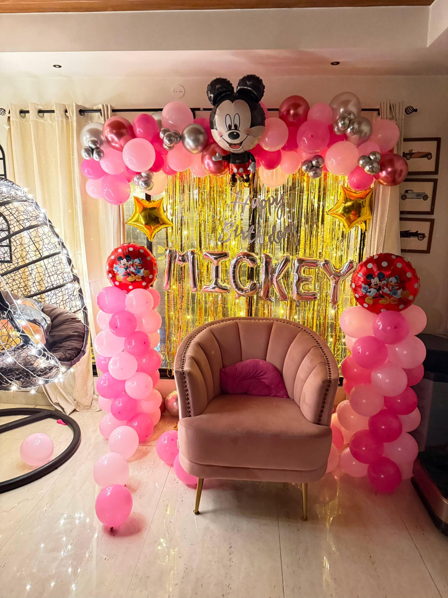 Mickey Mouse Pink Balloon Arch Birthday