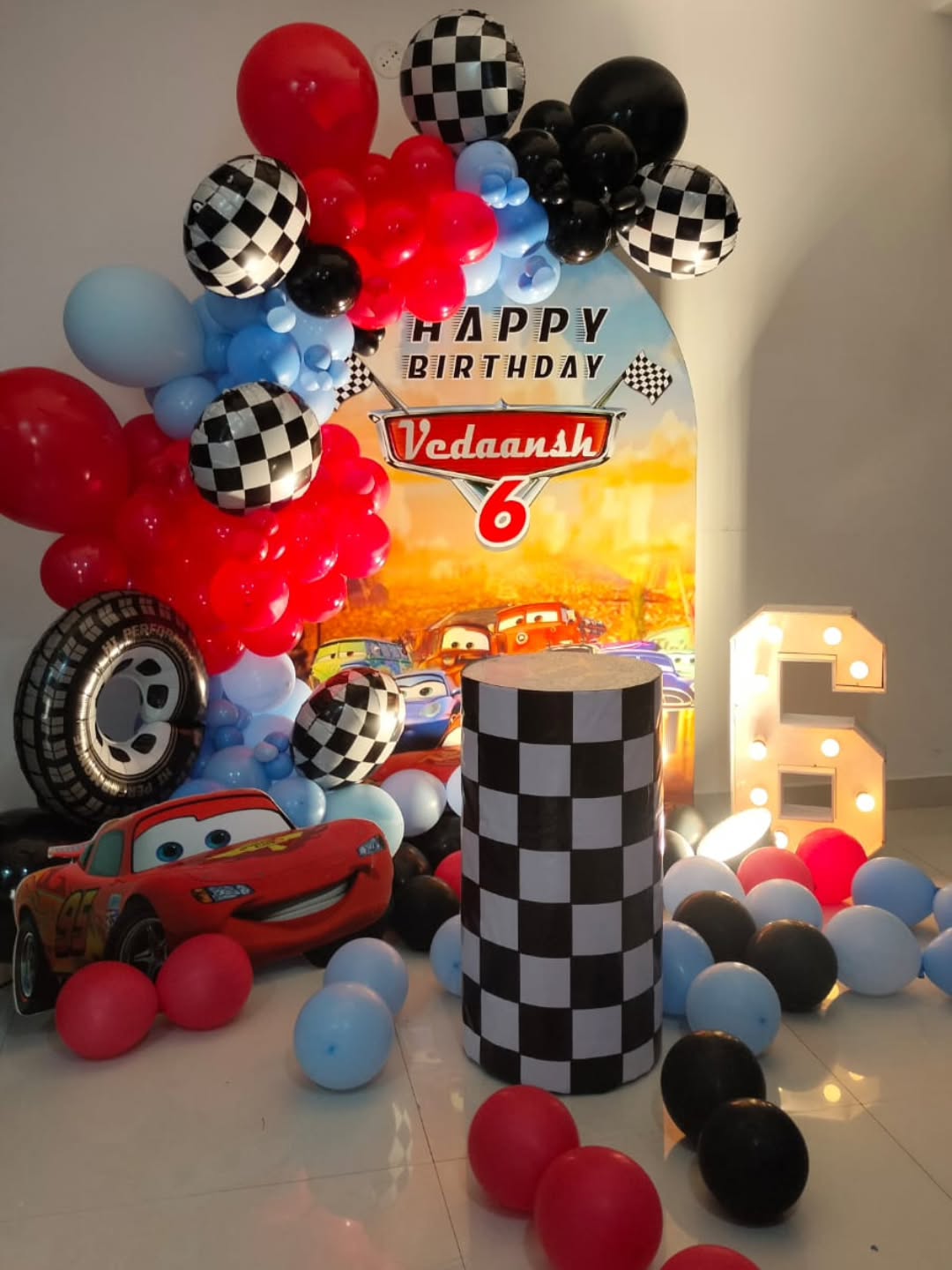 Cars McQueen Vedaansh 6th Birthday Arch