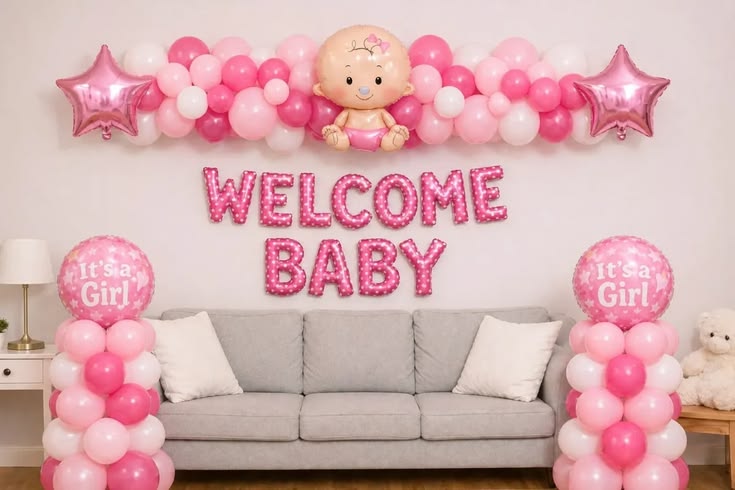 Pink 'Welcome Baby' Sofa Wall Decor