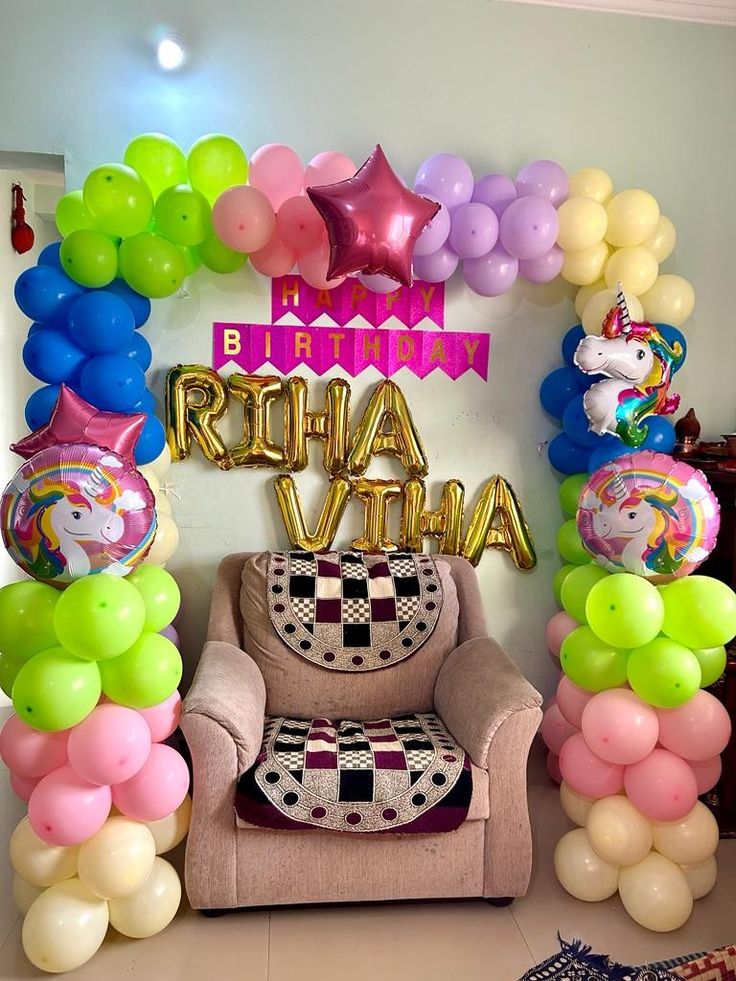 Unicorn Riha & Viha Twin Name 1st Birthday