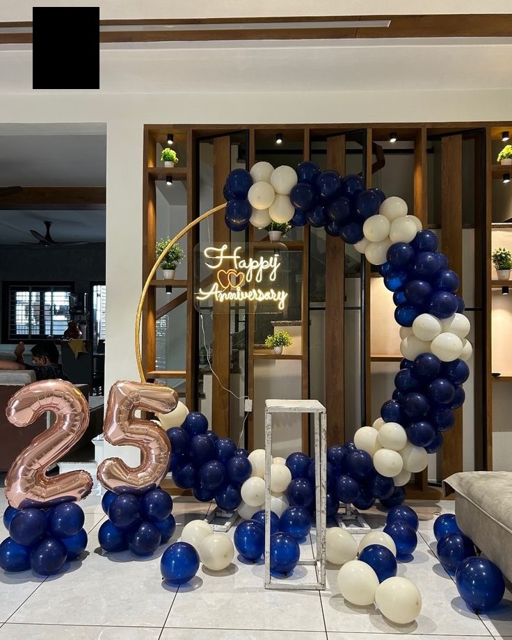 25th Royal Blue & Rose-Gold Half Ring Arch