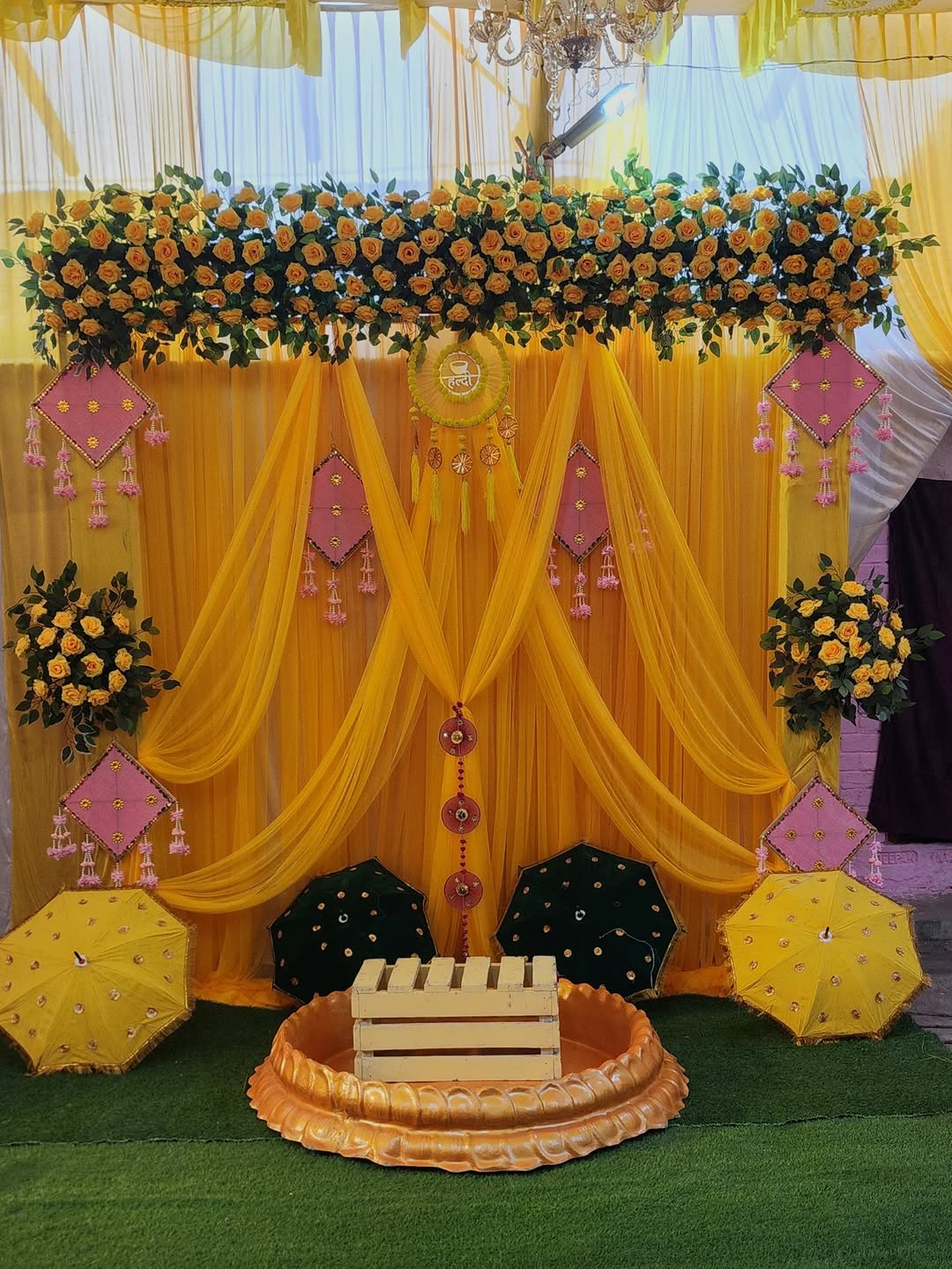 Yellow Rose Canopy Haldi Mandap