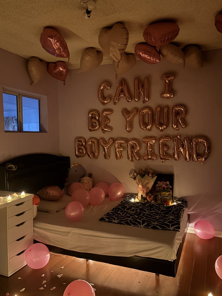 'Can I Be Your Boyfriend' Rose Gold Proposal Room