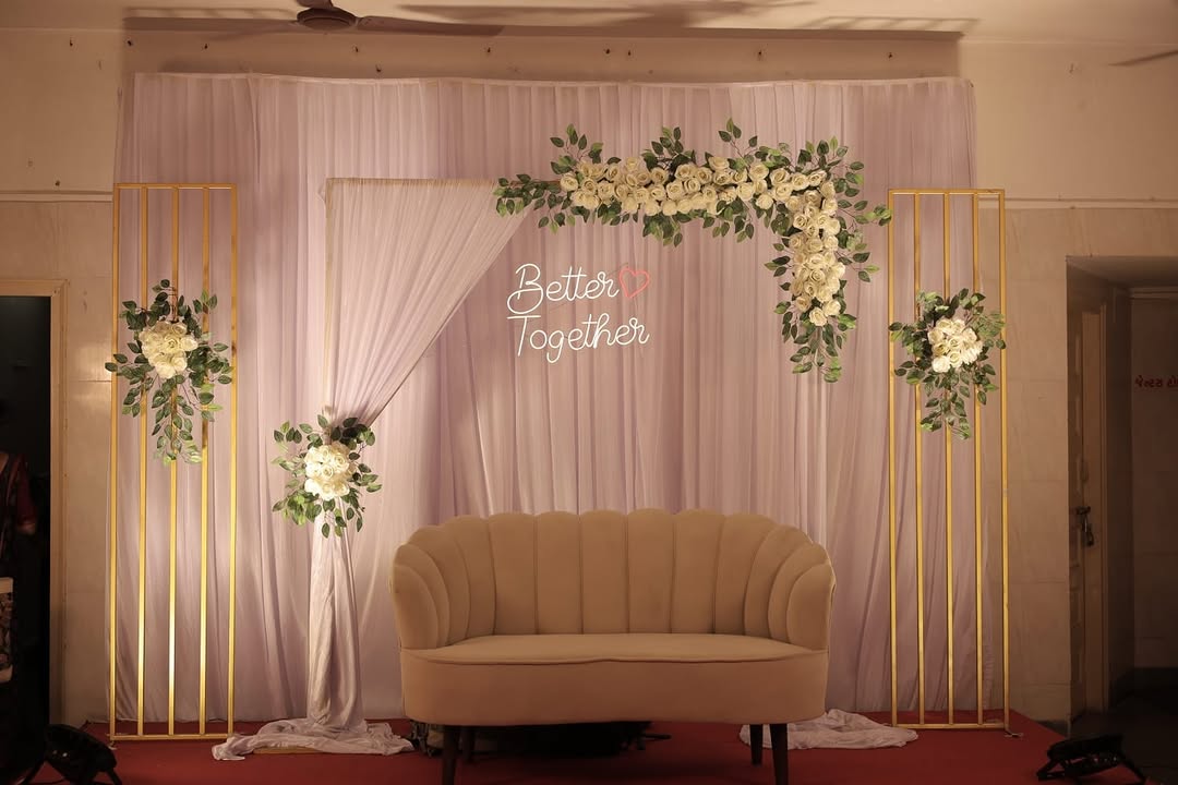 Ivory White Rose Minimal Engagement Backdrop