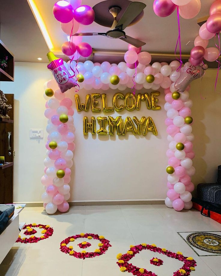 Personalised Name Pink & Gold Welcome Gate