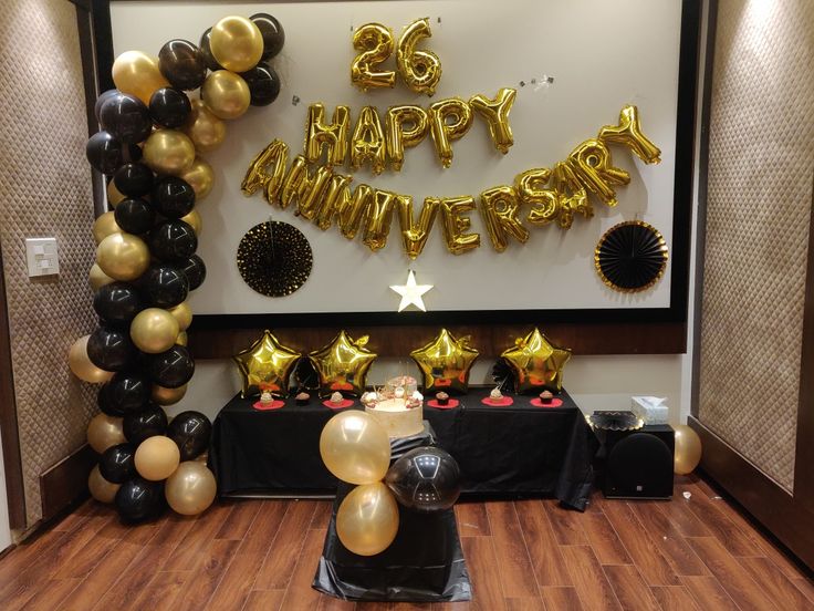 26th Black & Gold Restaurant Anniversary Setup