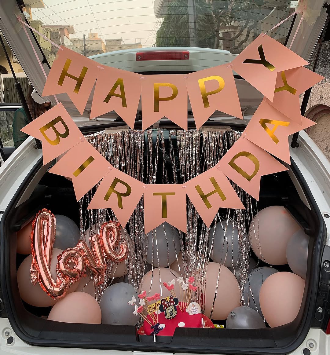 Peach & Rose Gold 'Love' Car Boot Decoration