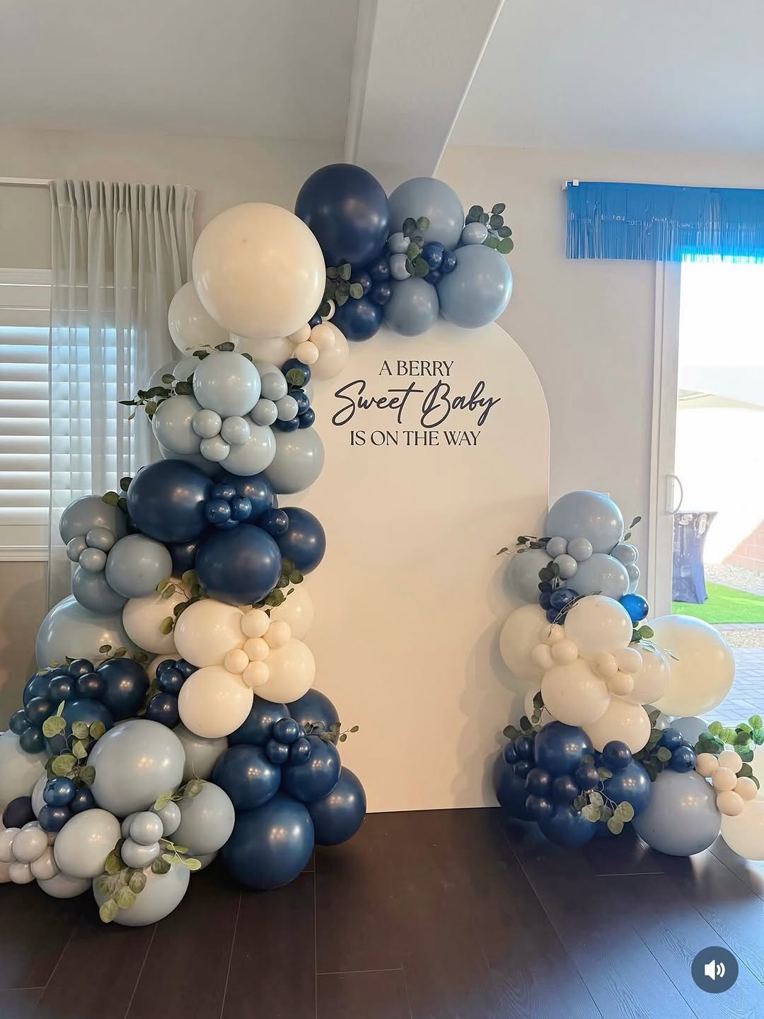 'A Berry Sweet Baby is On The Way' Navy Arch