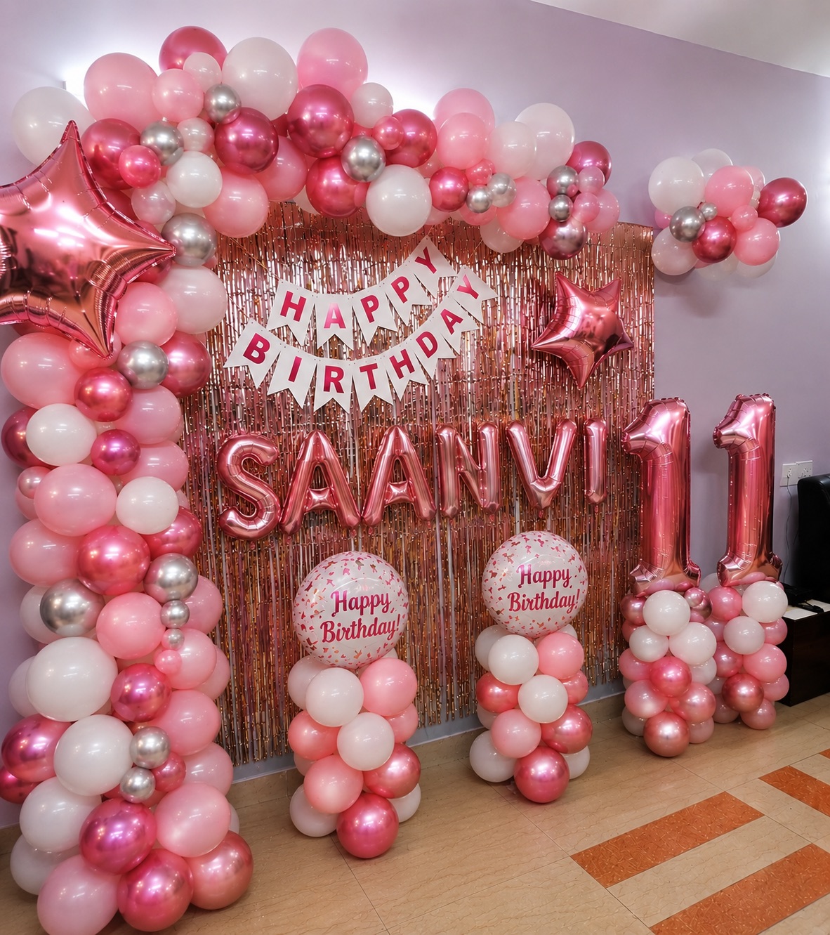 Saanvi 11th Rose Gold Chrome Birthday