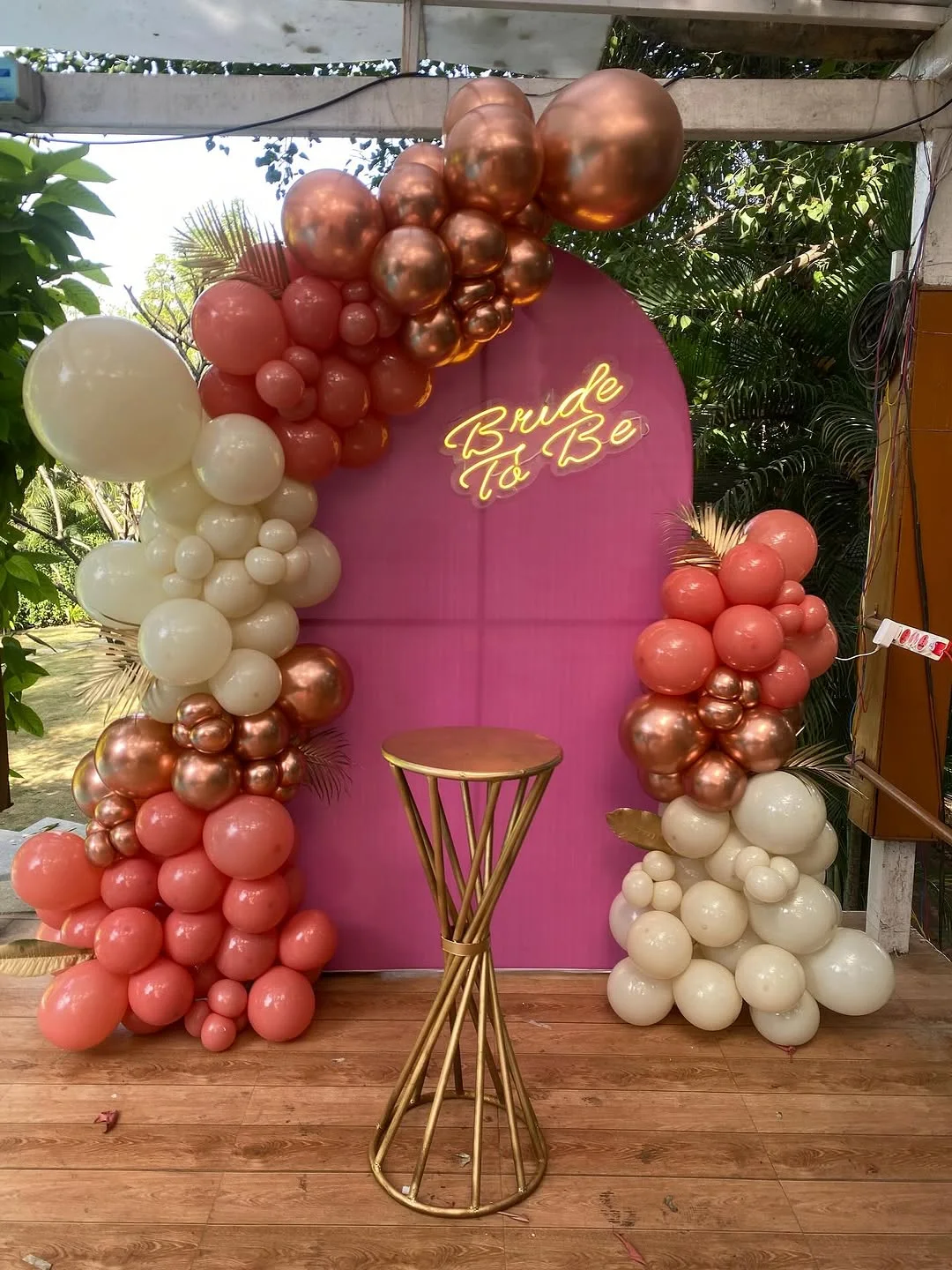 Hot Pink & Coral Neon 'Bride To Be' Arch