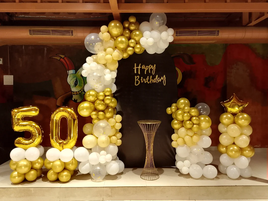 50th Birthday Gold & White Arch