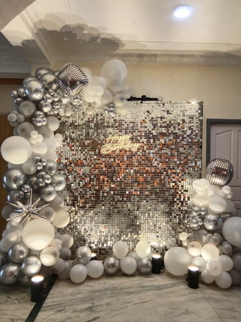 Silver Sequin Shimmer Wall Birthday