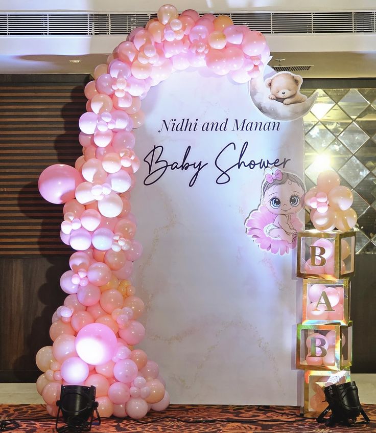 Custom Couple Name 'Baby Shower' Pink Blush Banquet Arch