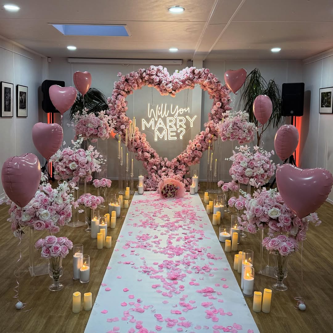 Blush Pink Rose Heart Aisle Proposal