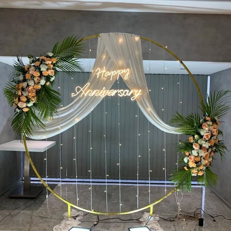 Gold Ring Drape & Fresh Floral Arch