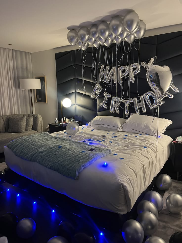 Silver Chrome & Blue LED Birthday Room