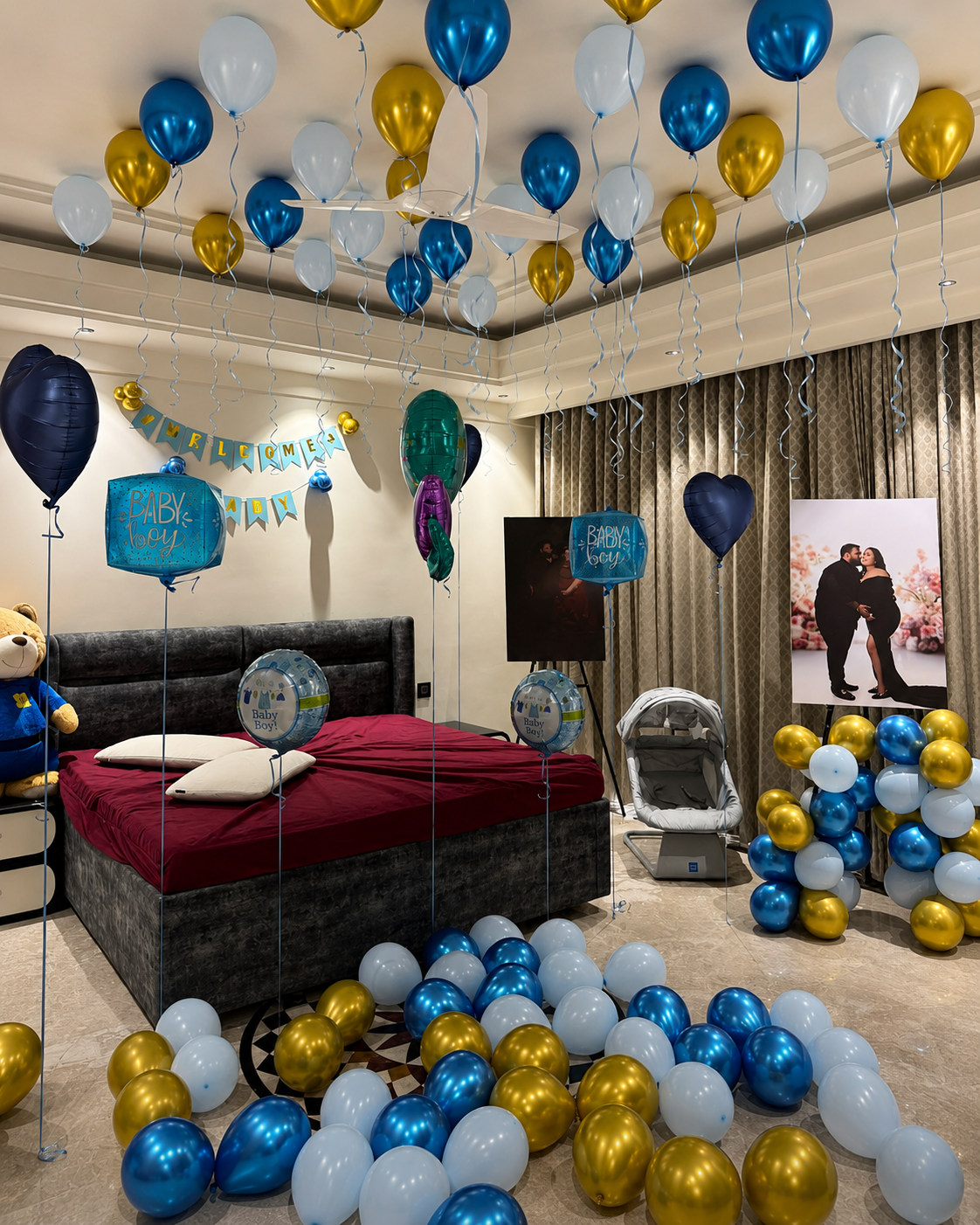 Royal Blue & Gold Baby Boy Room Welcome