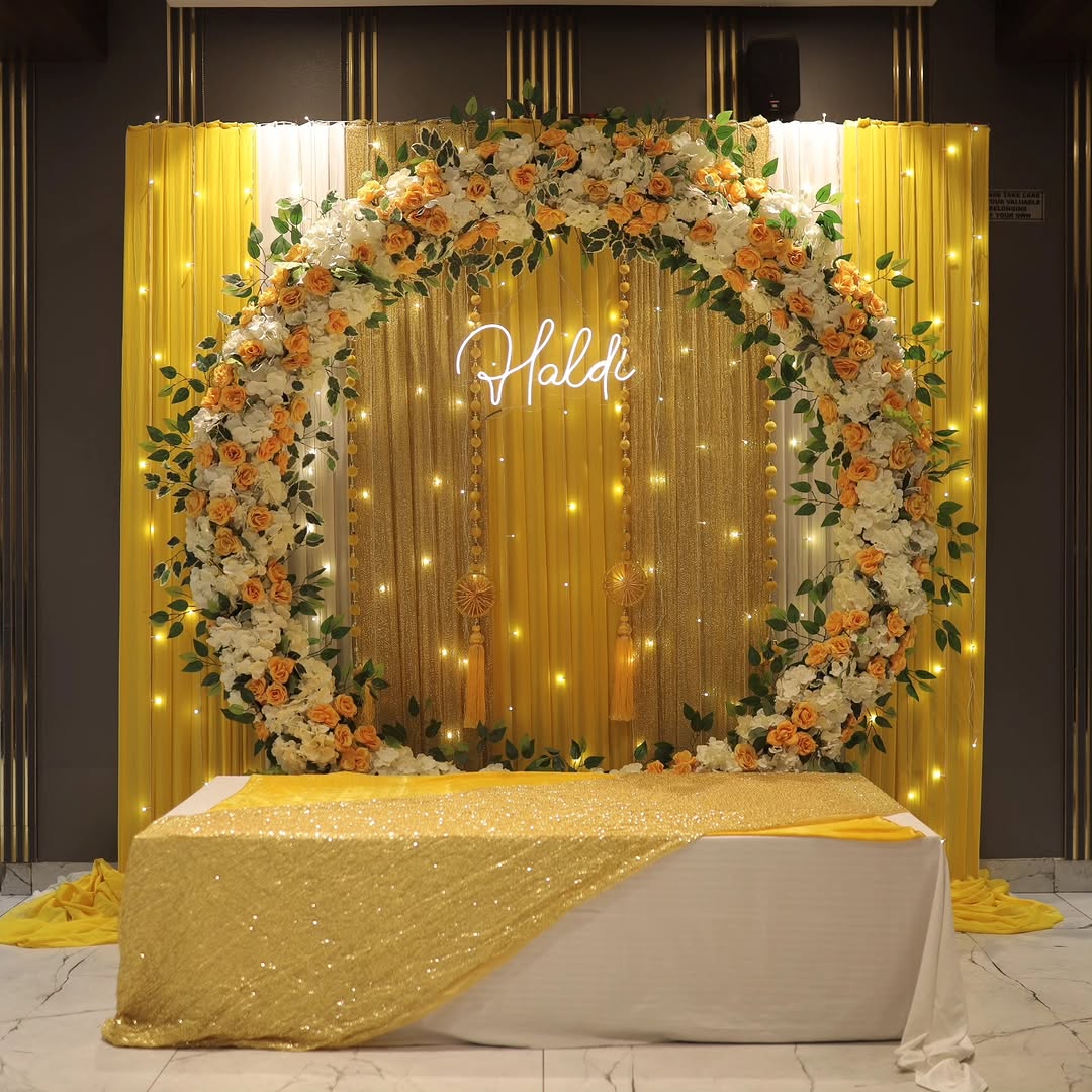 Gold Shimmer Haldi Ring Stage