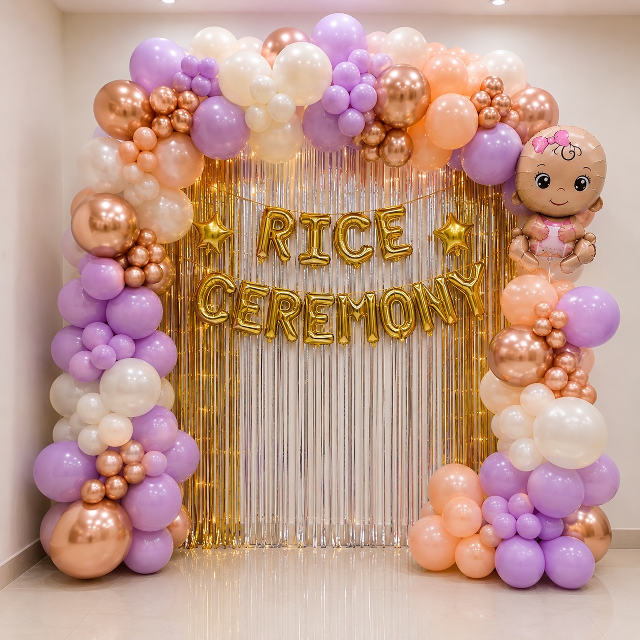 Purple, Rose-Gold & Peach 'Rice Ceremony' Arch