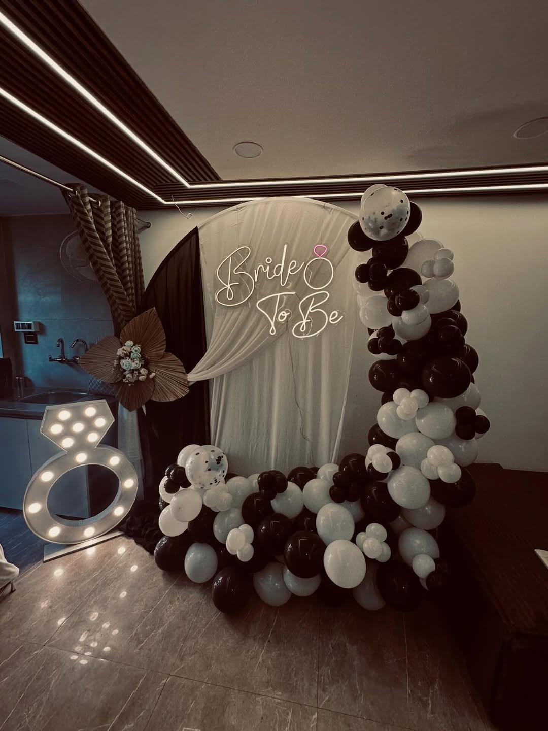 Monochrome Neon 'Bride To Be' Ring Setup