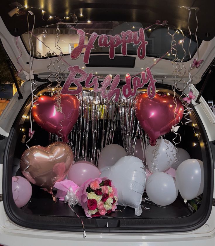 Pink Glitter Script & Heart Bouquet Car Boot Decoration