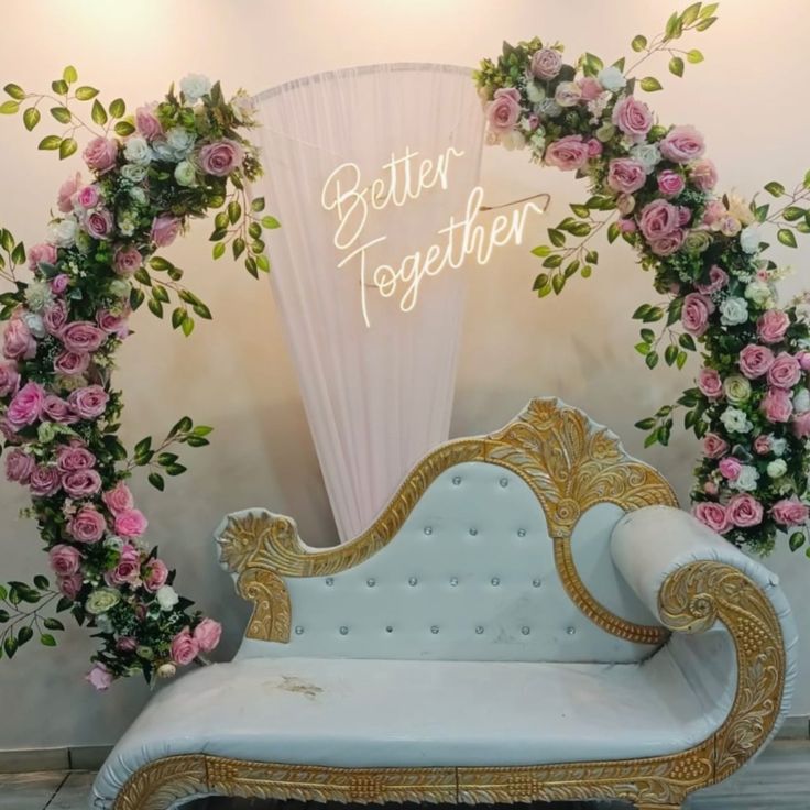 Better Together Pink Rose Arch Setup
