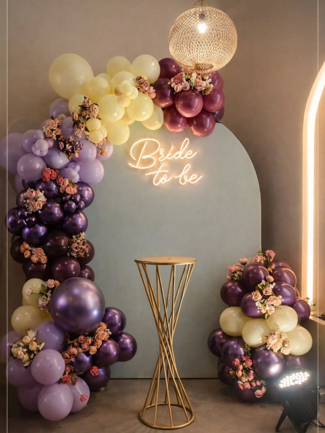 Purple Pastel Floral Neon 'Bride To Be' Arch