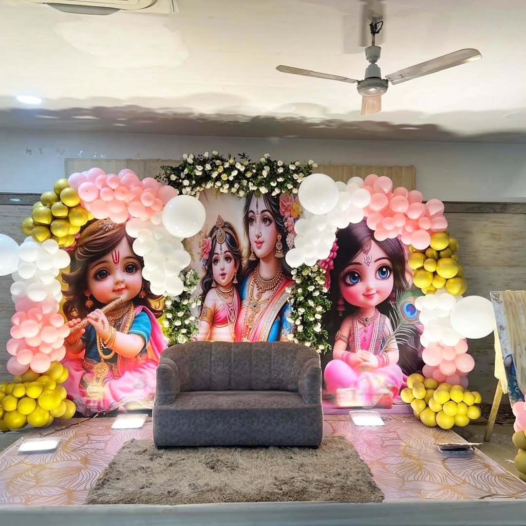 Luxury Radha Krishna Annaprashan Stage