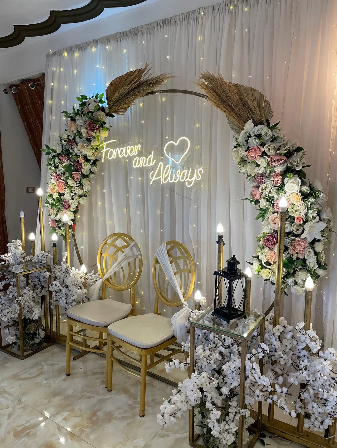 Forever & Always Pampas Ring Engagement Decor