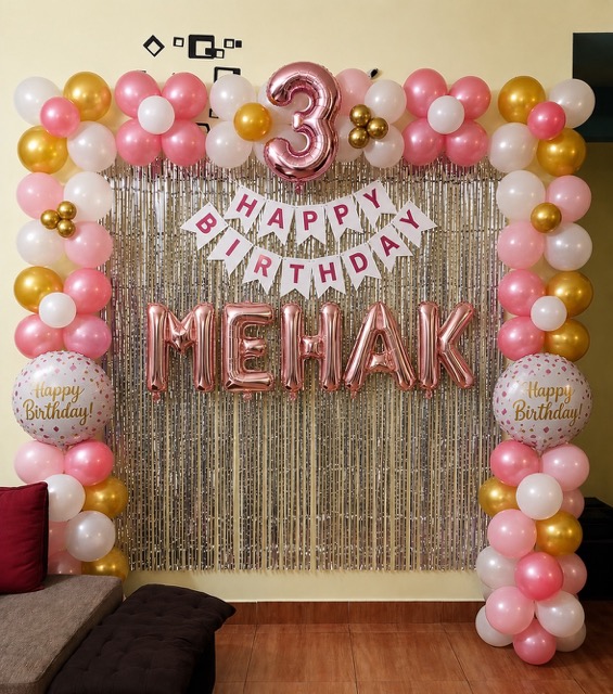 Mehak 3rd Pink & Rose Gold Birthday