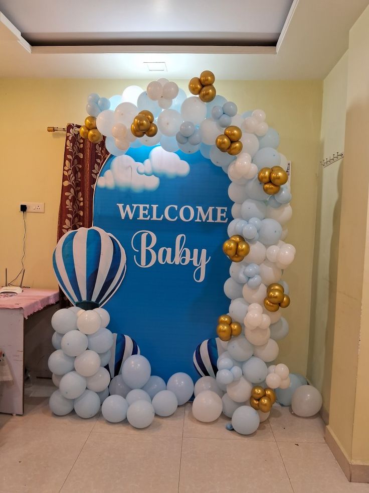 Hot Air Balloon 'Welcome Baby' Backdrop