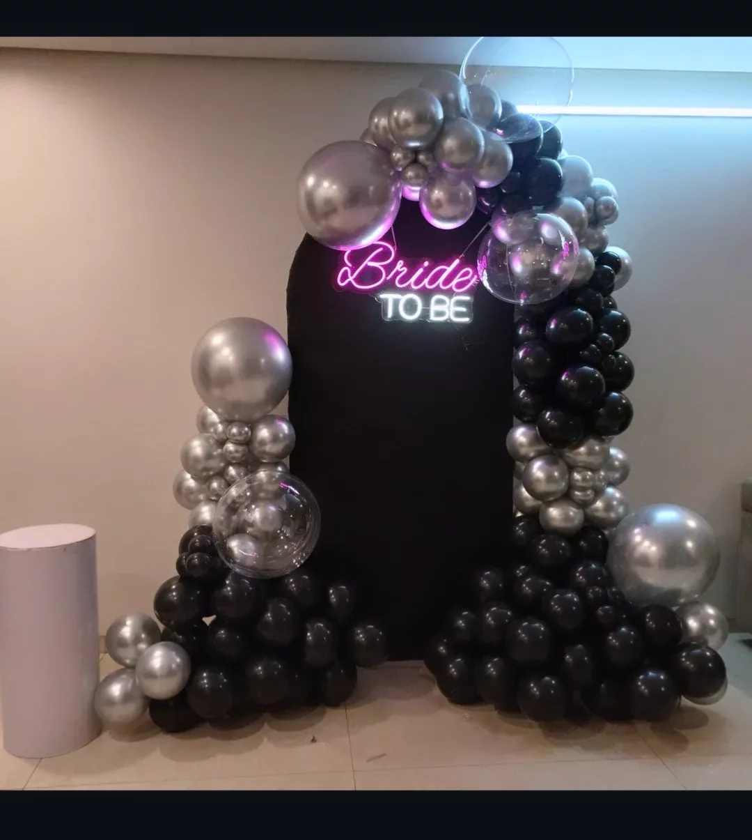 Black & Silver Neon 'Bride To Be' Arch