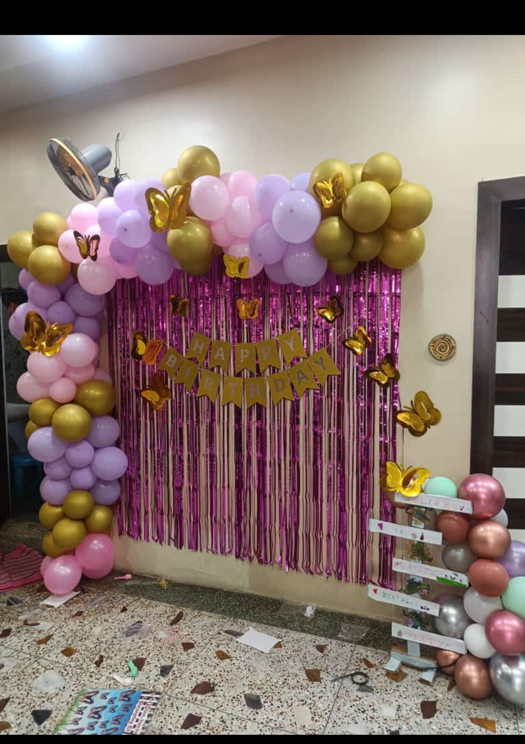 Pink, Lilac & Gold Butterfly Birthday Garland