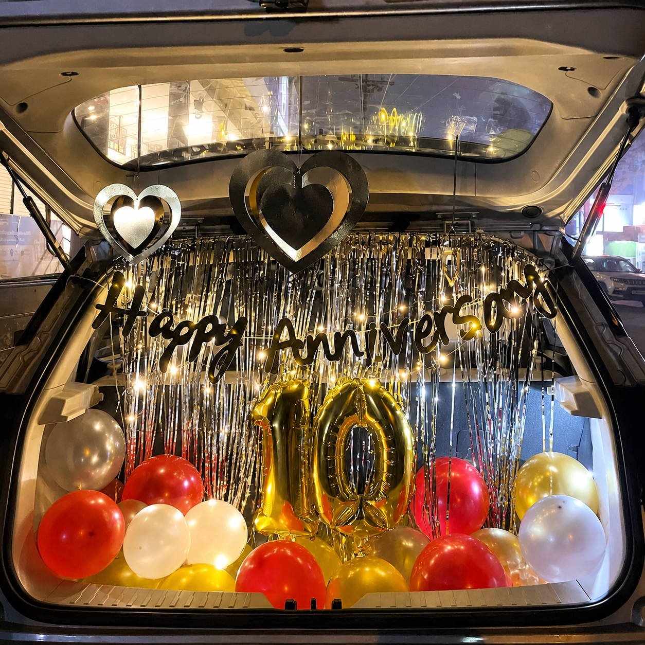 Silver Fringe Anniversary Number Car Boot Decoration