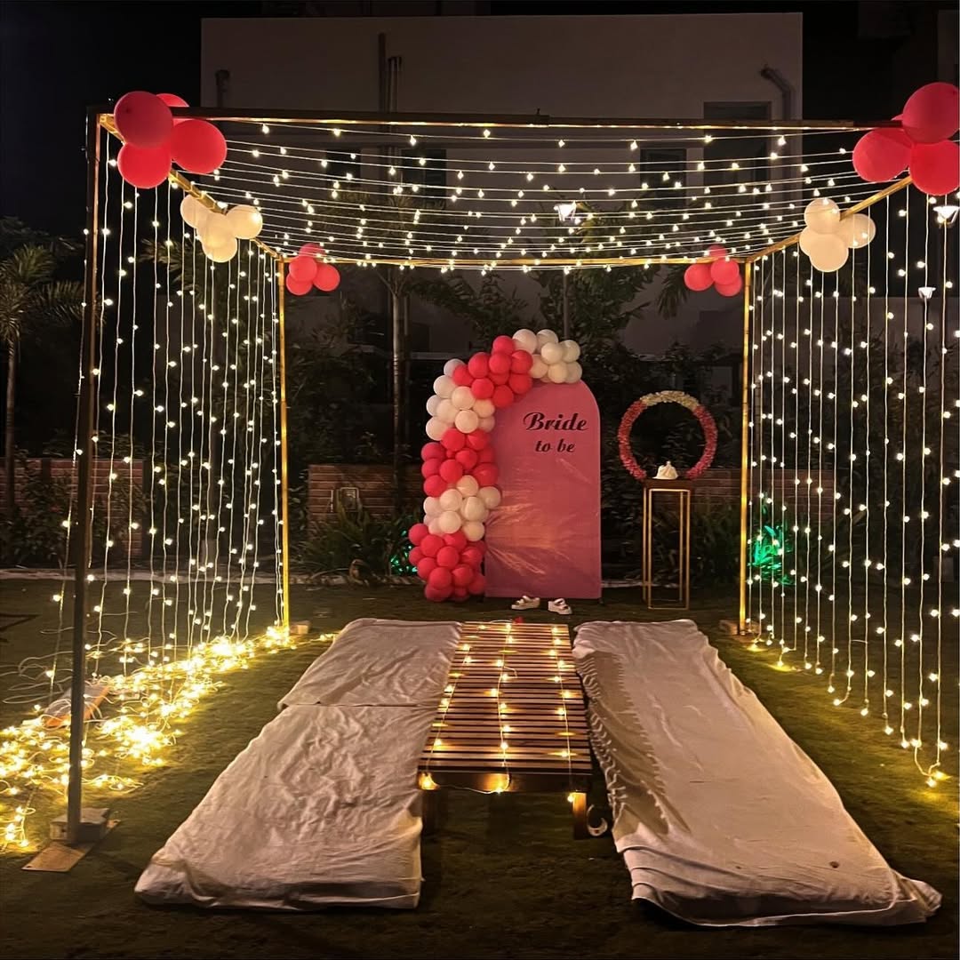 Outdoor Fairy Light Cabana 'Bride To Be' Party