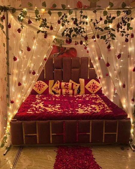 Hanging Rose & Fairy Light Canopy Room