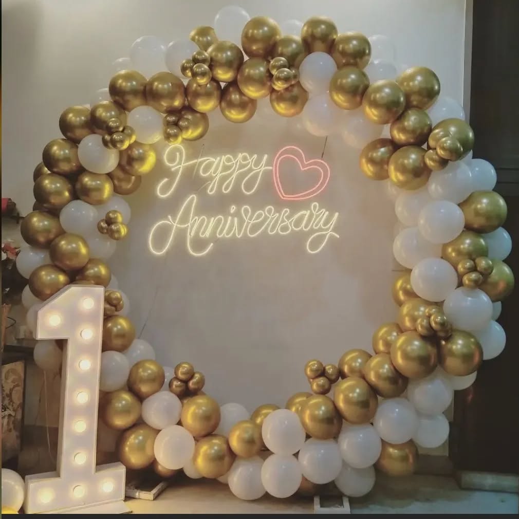 Gold & White Ring Anniversary Arch