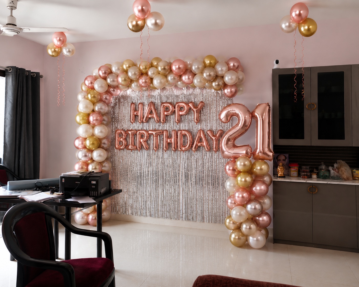 Rose Gold 21st Birthday Glam Setup