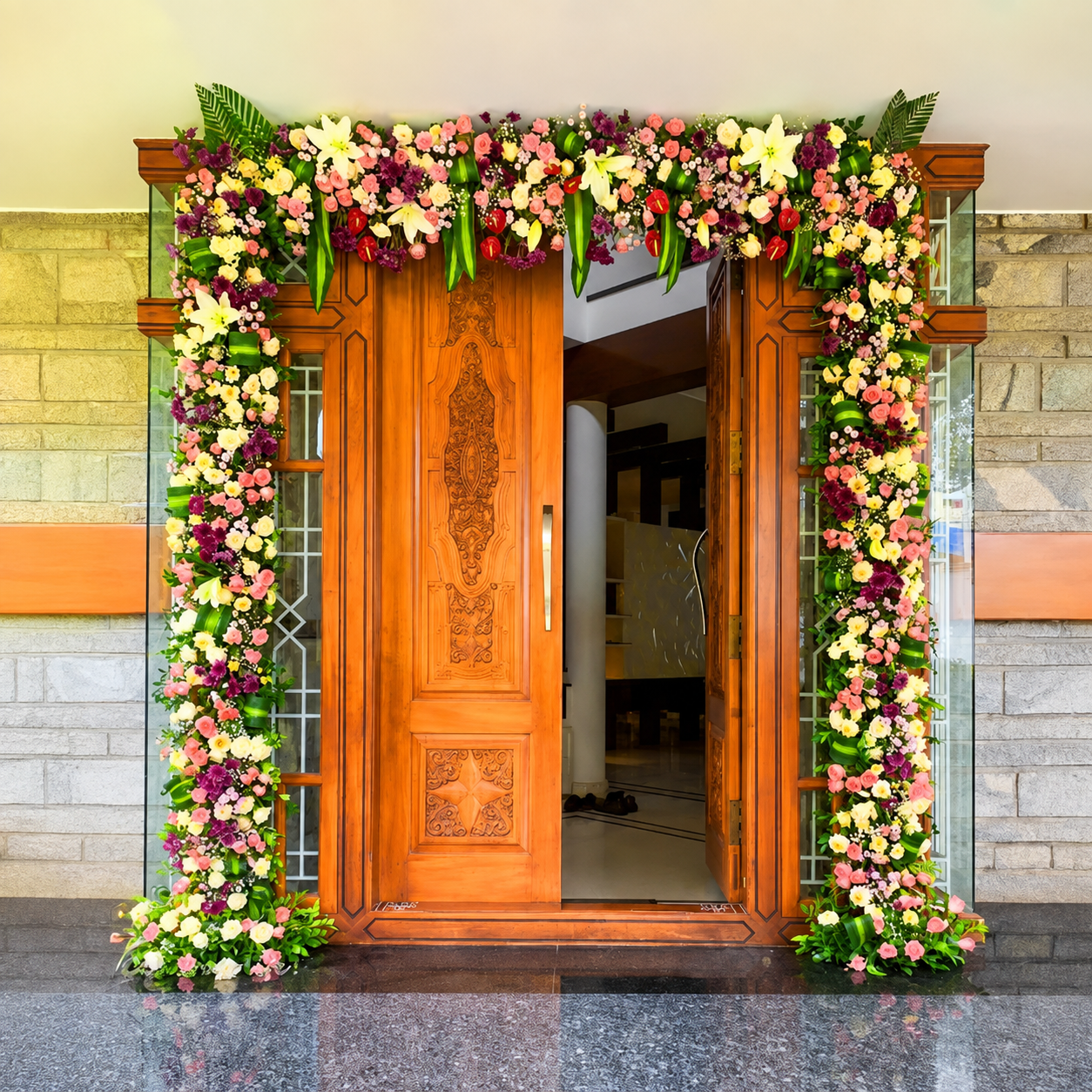 Grand Fresh Floral Doorway Decor