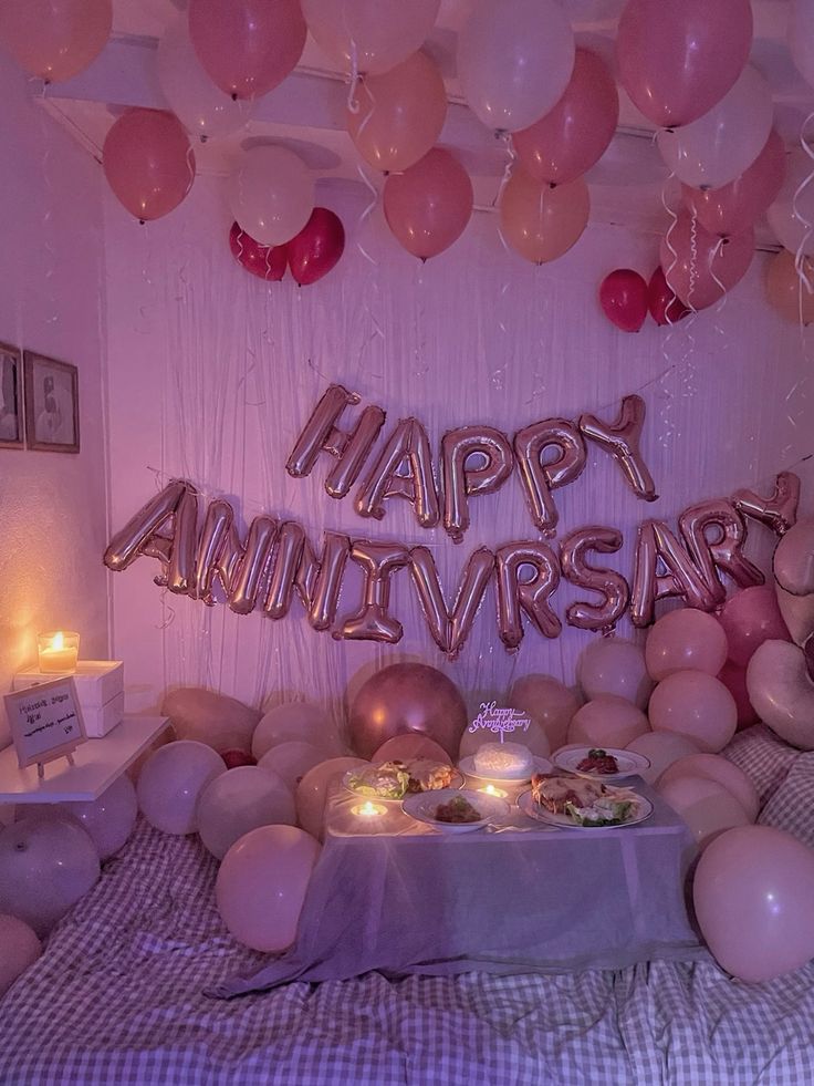 Pastel Pink 'Happy Anniversary' Room