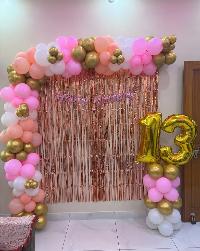 Pink & Rose-Gold '13th' Teen Birthday Arch