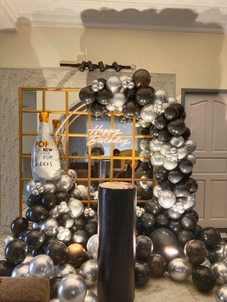 New Year Cheers Silver & Black Birthday